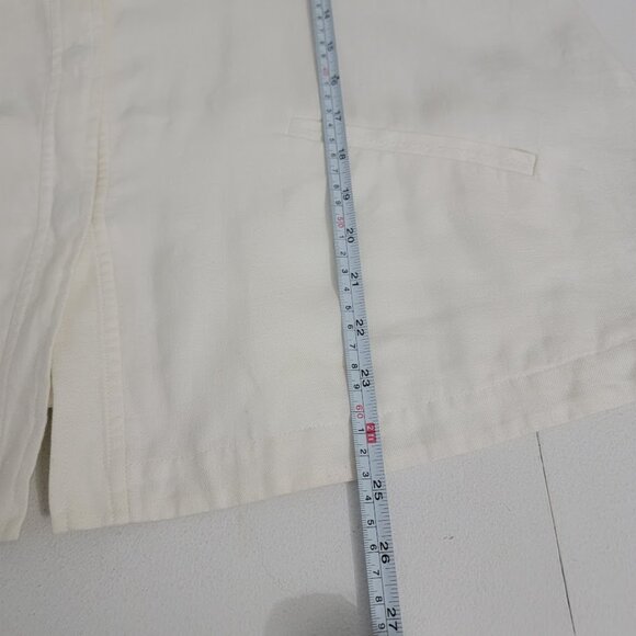 Eileen Fisher White Linen Jacket Sz L Button Up Long Sleeve Pockets Lightweight - Picture 7 of 14